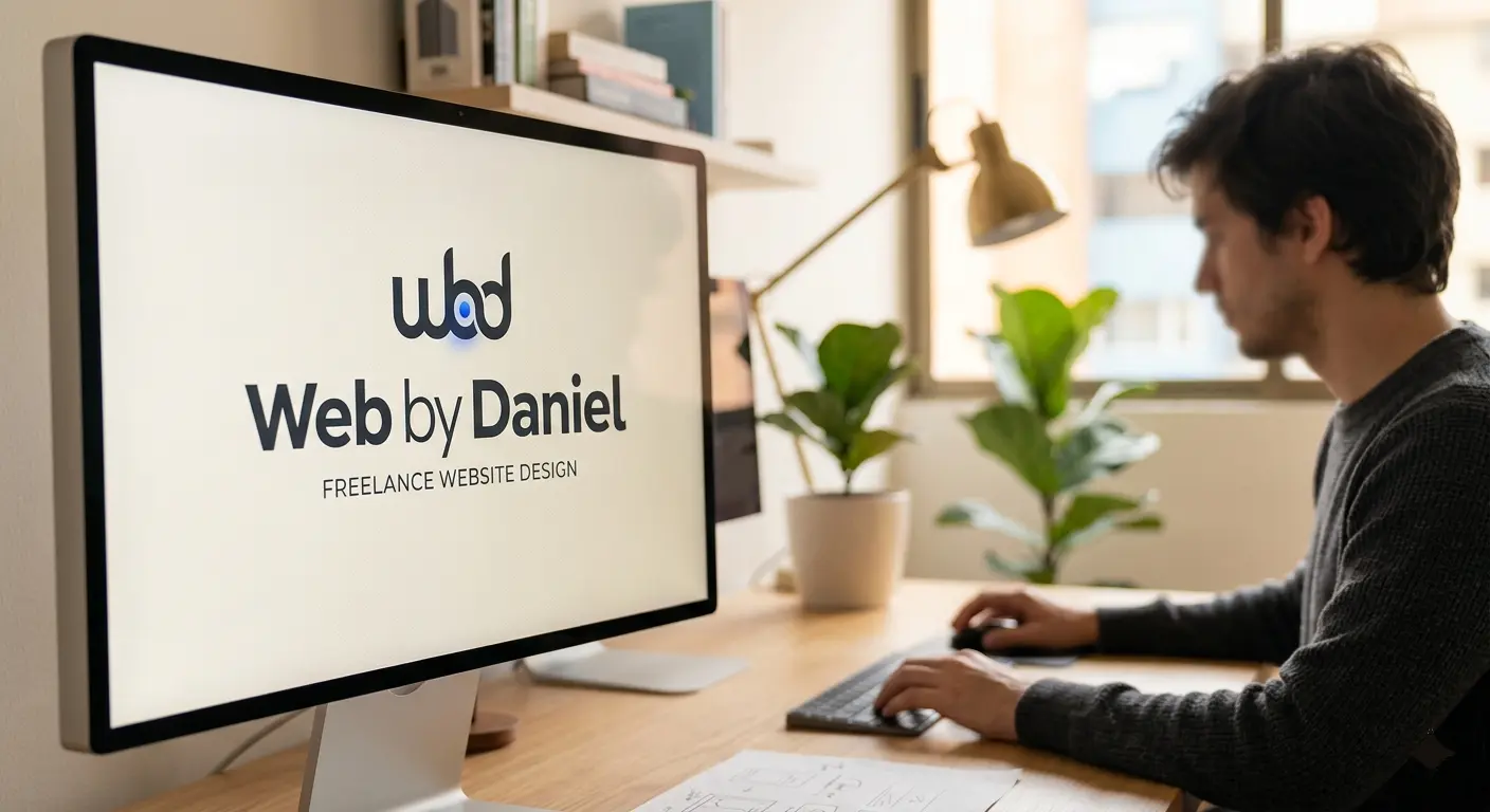 Diseñador web freelance trabajando en un proyecto de diseño web moderno 2026 con optimización SEO